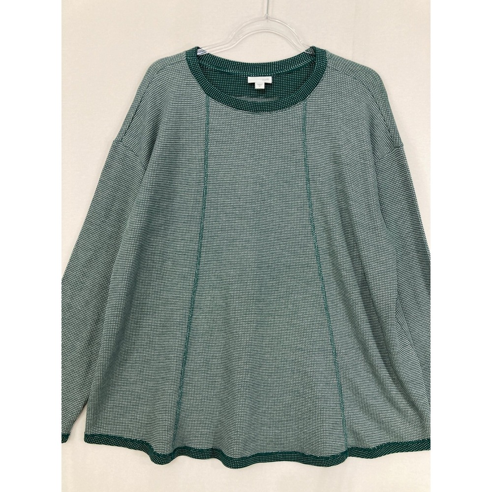J. Jill Top XL Green Long‎ Sleeve Textured Seam Detail Knit Relaxed Pullover